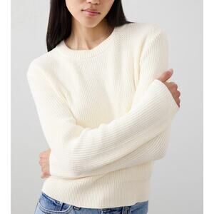 Banana Republic Textured Crewneck Pullover Sweater Snow Day White Medium